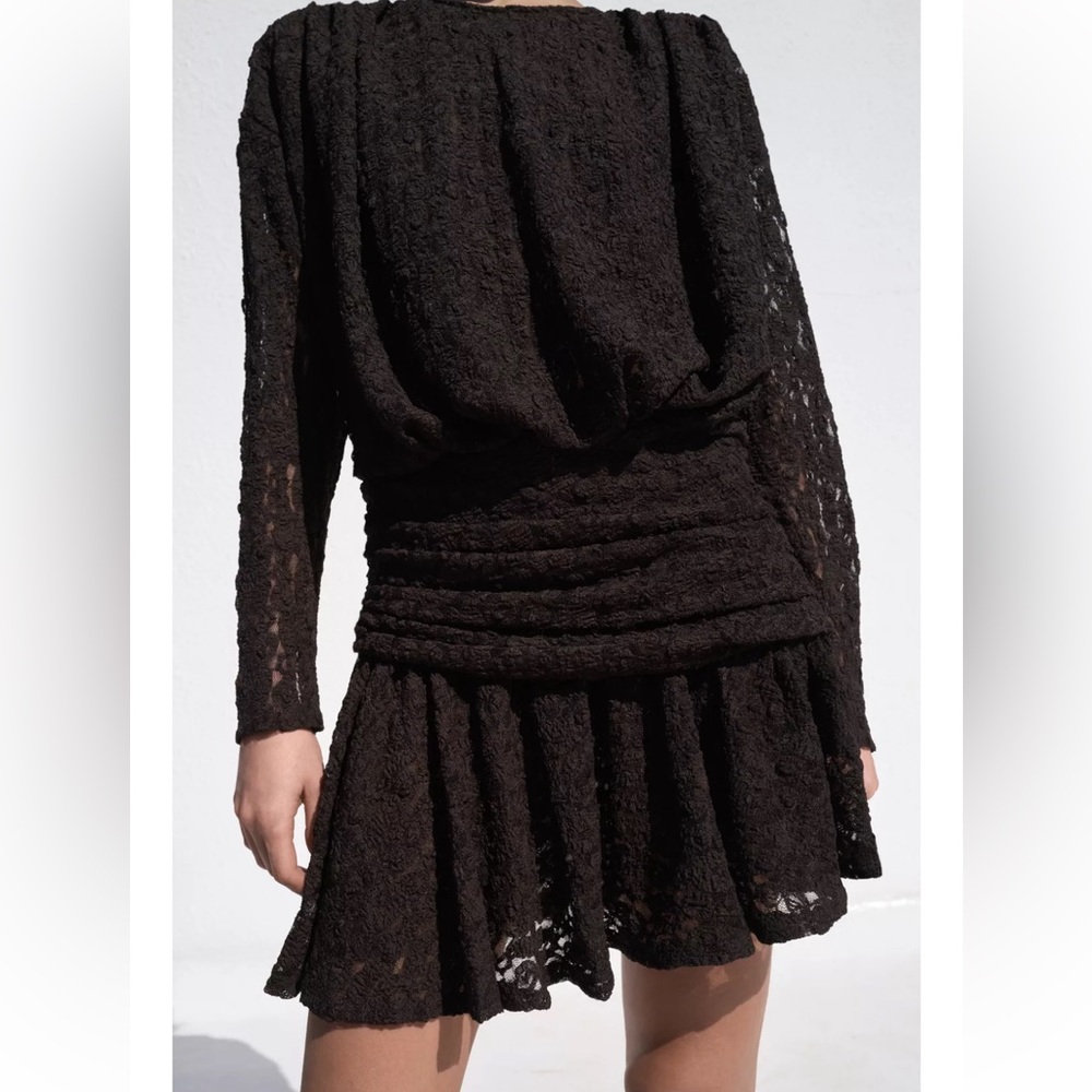 NWT Zara Short Chocolate Brown Lace Dress